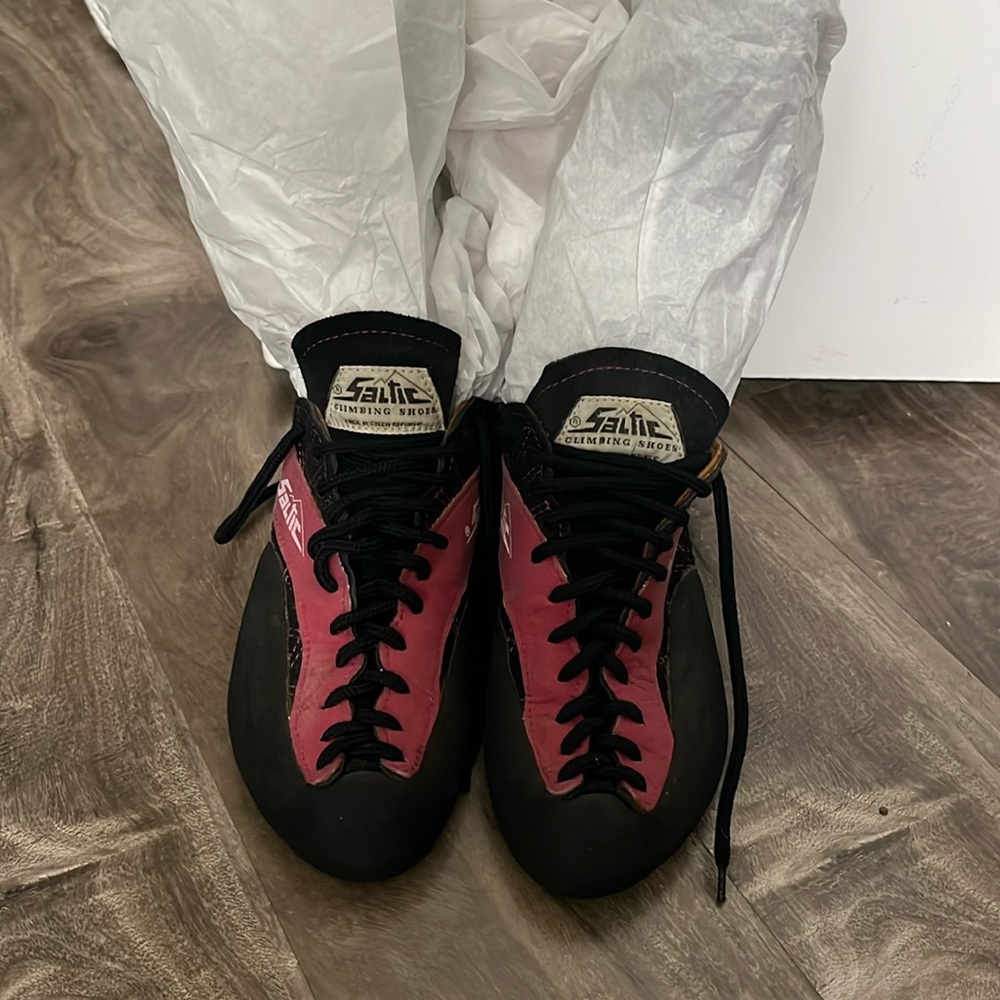 Black and Pink Climbing Shoes
